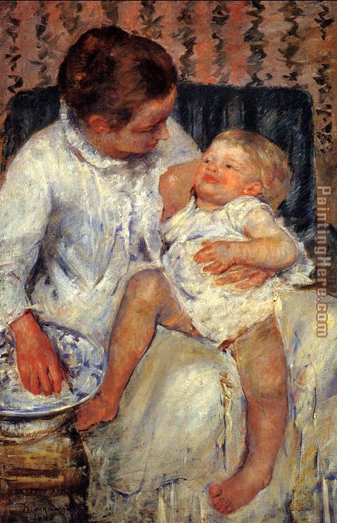 Mother about to Wash her Sleepy Child 1880 painting - Mary Cassatt Mother about to Wash her Sleepy Child 1880 art painting